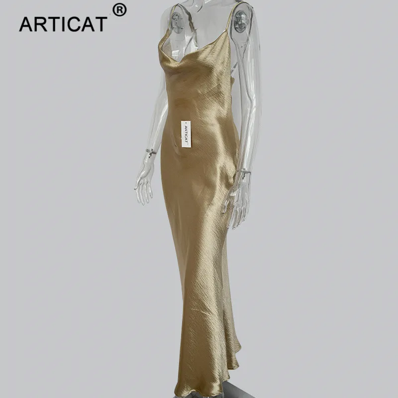 Ootddress Gold Satin Lace Up Sexy Party Dress Women Strap Backless Silk Long Dress Elegant Club Evening Soft Winter Dress Vestidos 34 Ootddress Gold Satin Lace Up Sexy Party Dress Women Strap Backless Silk Long Dress Elegant Club Evening Soft Winter Dress Vestidos
