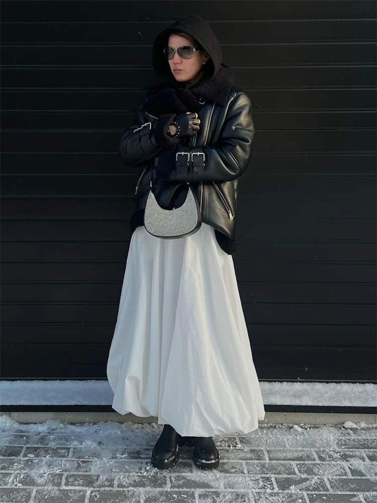 Ootddress Silk Satin White Maxi Skirt Long Ruffled Pleated Skirts Elegant Lantern Pants A-Line Silk Long Skirts For Women 2025 New 10 Ootddress Silk Satin White Maxi Skirt Long Ruffled Pleated Skirts Elegant Lantern Pants A-Line Silk Long Skirts For Women 2025 New