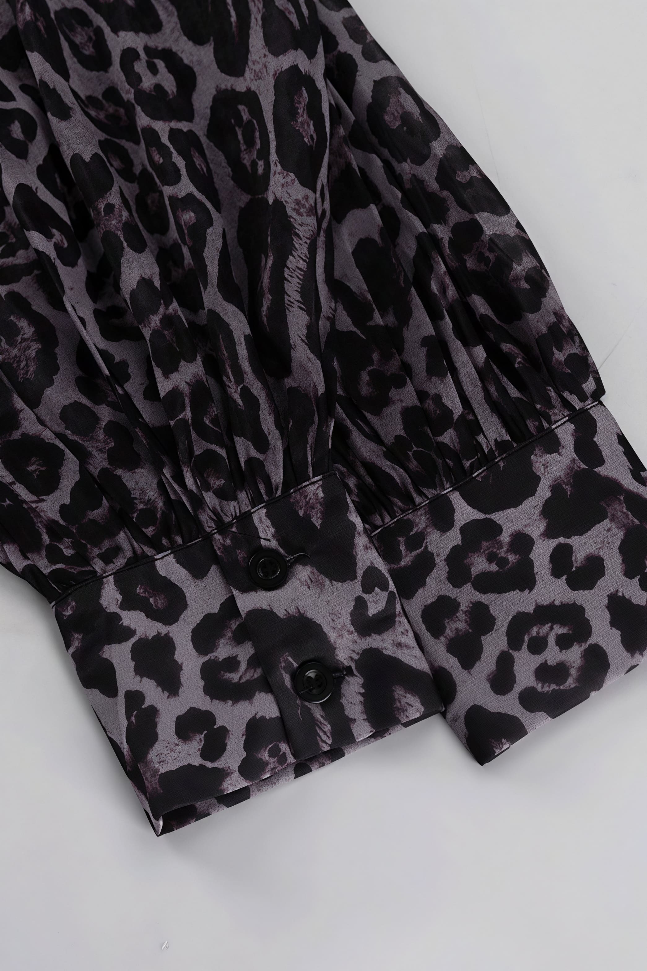 Collared Button Front Sheer Print Puff Sleeve Tiered Ruffle Mini Shirt Dress