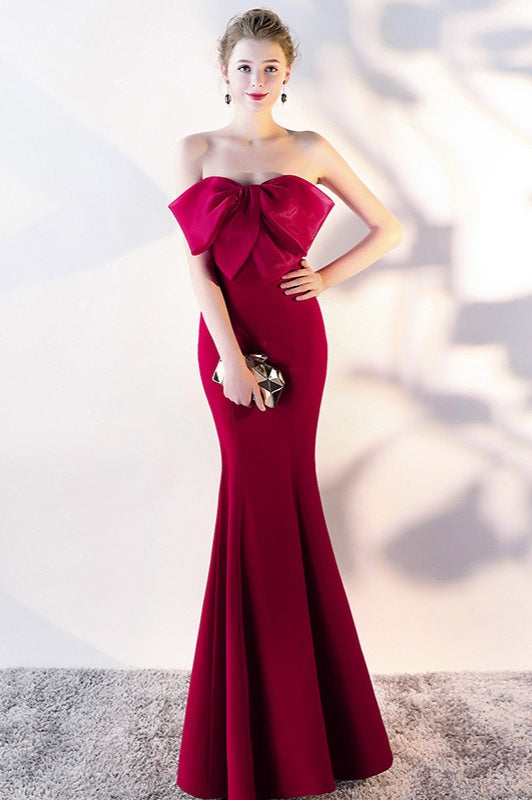 Bow Strapless Mermaid Maxi Dress