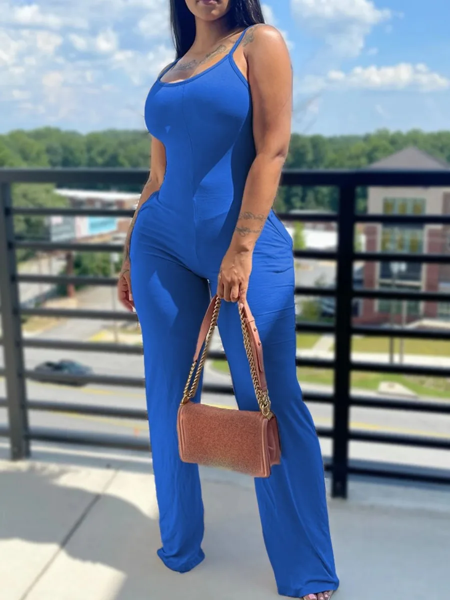 Printed Solid Color Suspender Jumpsuit Women Round Neck Sleeveless Jumpsuit Fashion Basic Casual Outfits 11 Printed Solid Color Suspender Jumpsuit Women Round Neck Sleeveless Jumpsuit Fashion Basic Casual Outfits