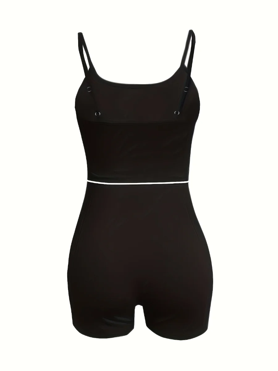 Women Chic Cami Skinny Stretchy Shorts Set Suspenders Top - Stylish and Comfortable