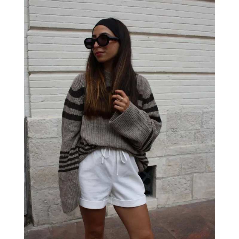 Ootddress Striped Casual Knitwear Top Female Loose Autumn 2025 High Waist Contrast Knit Sweater Slim Patchwork Streetwear Pullover 21 Ootddress Striped Casual Knitwear Top Female Loose Autumn 2025 High Waist Contrast Knit Sweater Slim Patchwork Streetwear Pullover
