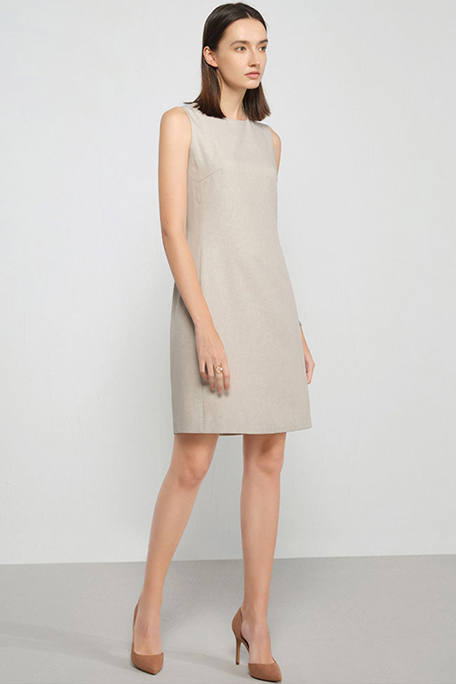 Round Neck Fitted Sleeveless Sheath Mini Dress