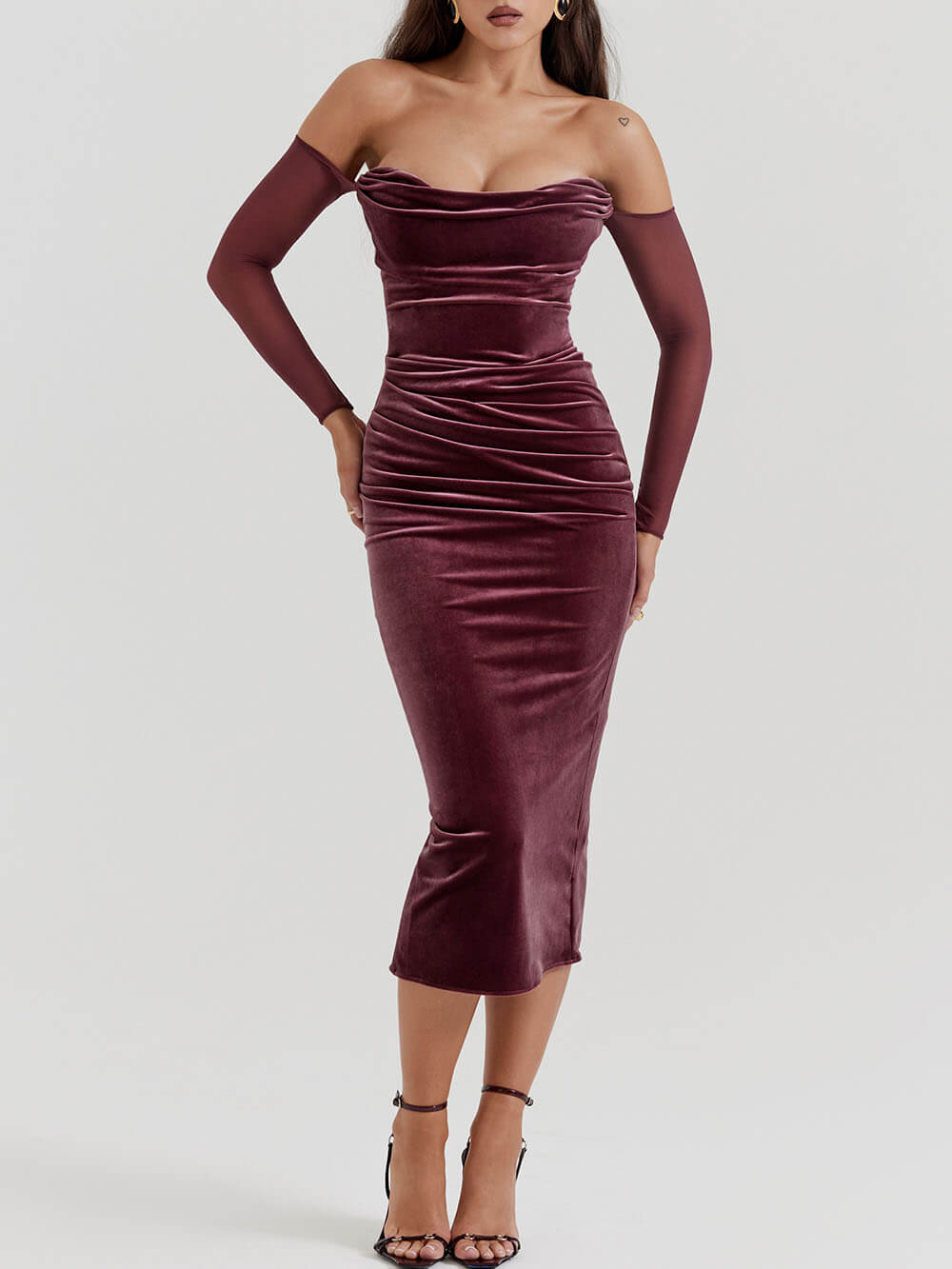 Velvet Bodycon Midi Dress - Understated Glamour