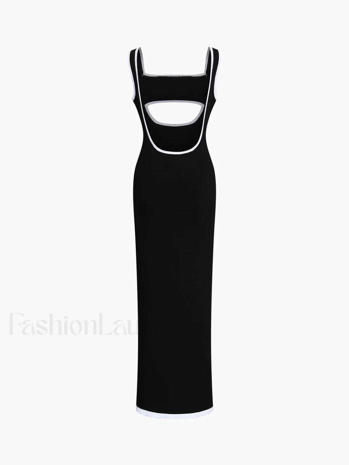 Black Contrast Trim Cutout Long Sweater Dress