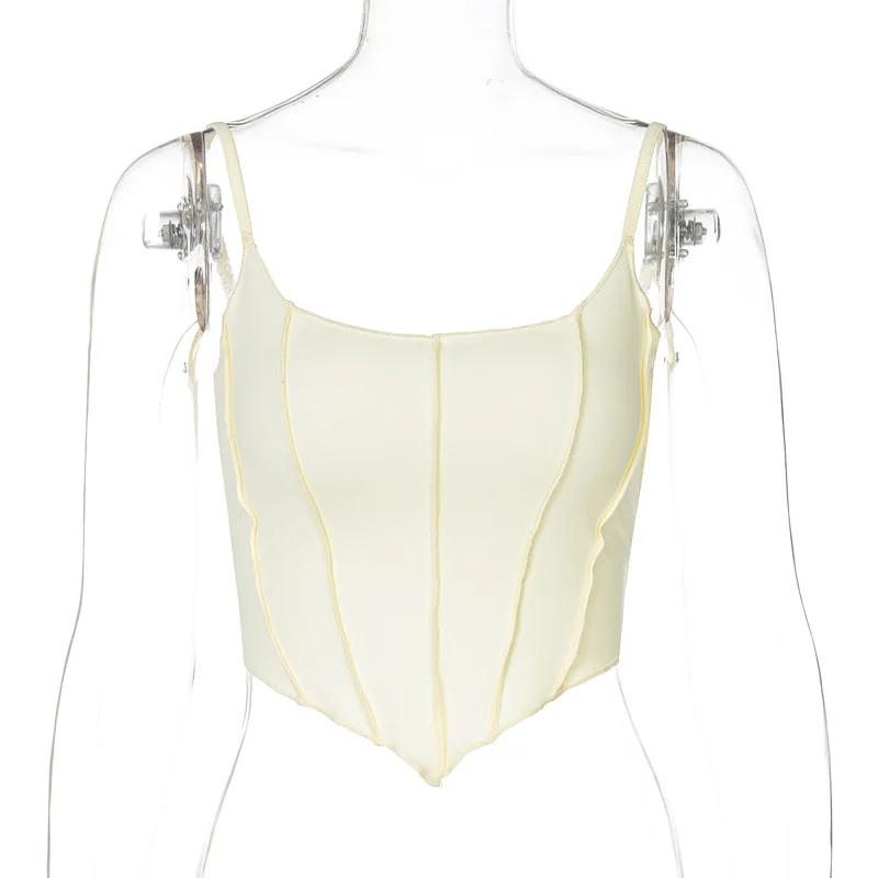 Ootddress Mini Solid Spaghetti Strap Crop Top Camis Party E-girl Spaghetti Strap New Fashion Sweet Backless Tank Tops Bodycon Vest