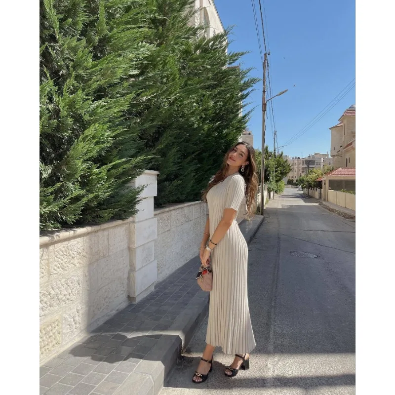 Ootddress Ribbed Short Sleeve Casual Maxi Dress Knitwear Lace-Up High Waist Solid Patchwork Dress Autumn Female Knit Dress New 8 Ootddress Ribbed Short Sleeve Casual Maxi Dress Knitwear Lace-Up High Waist Solid Patchwork Dress Autumn Female Knit Dress New