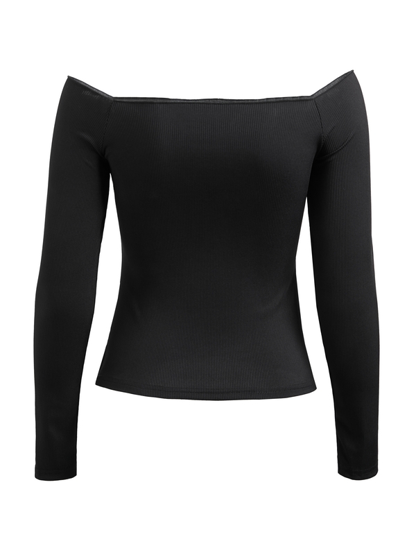 Spider Print Off Shoulder Slim Long Sleeve Tee