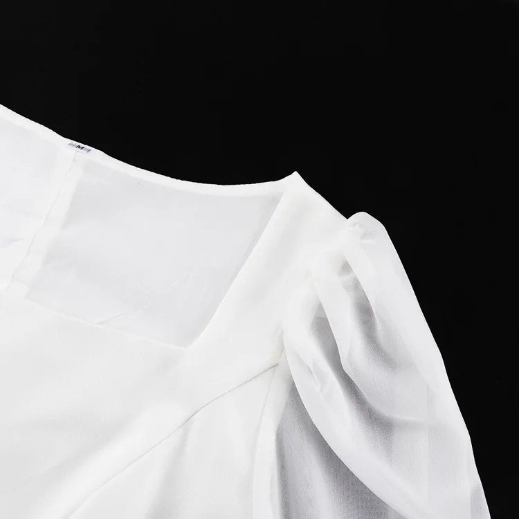 Ootddress White Ruffled Mesh Maxi Dress - High Waist Elegant Patchwork Slim Party Lace-Up Long Dress