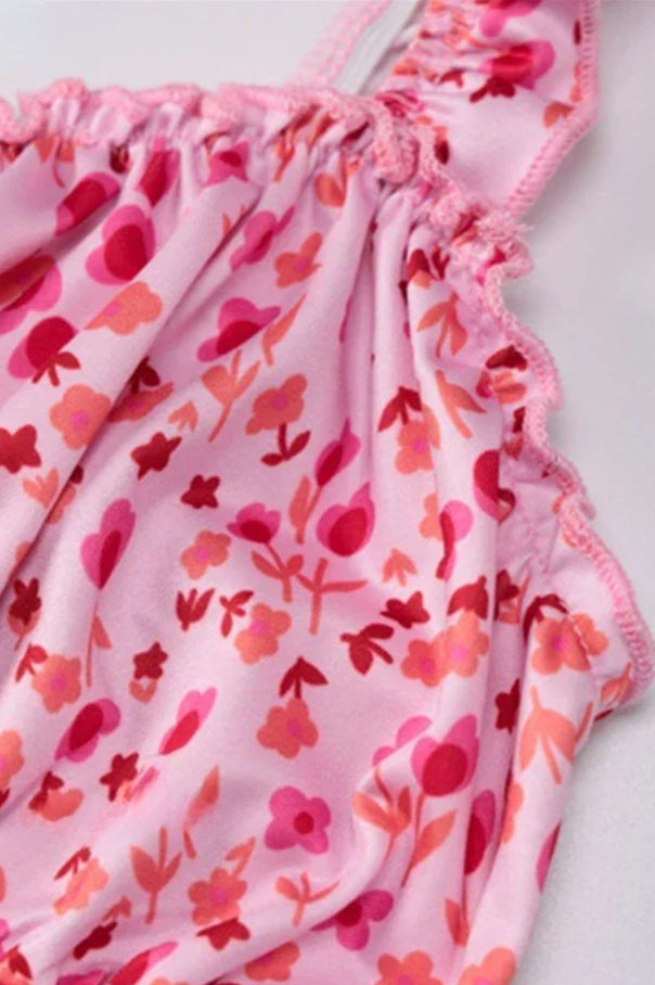 Floral Print Sweetheart Ruched Bust Spaghetti Strap Midi Dress