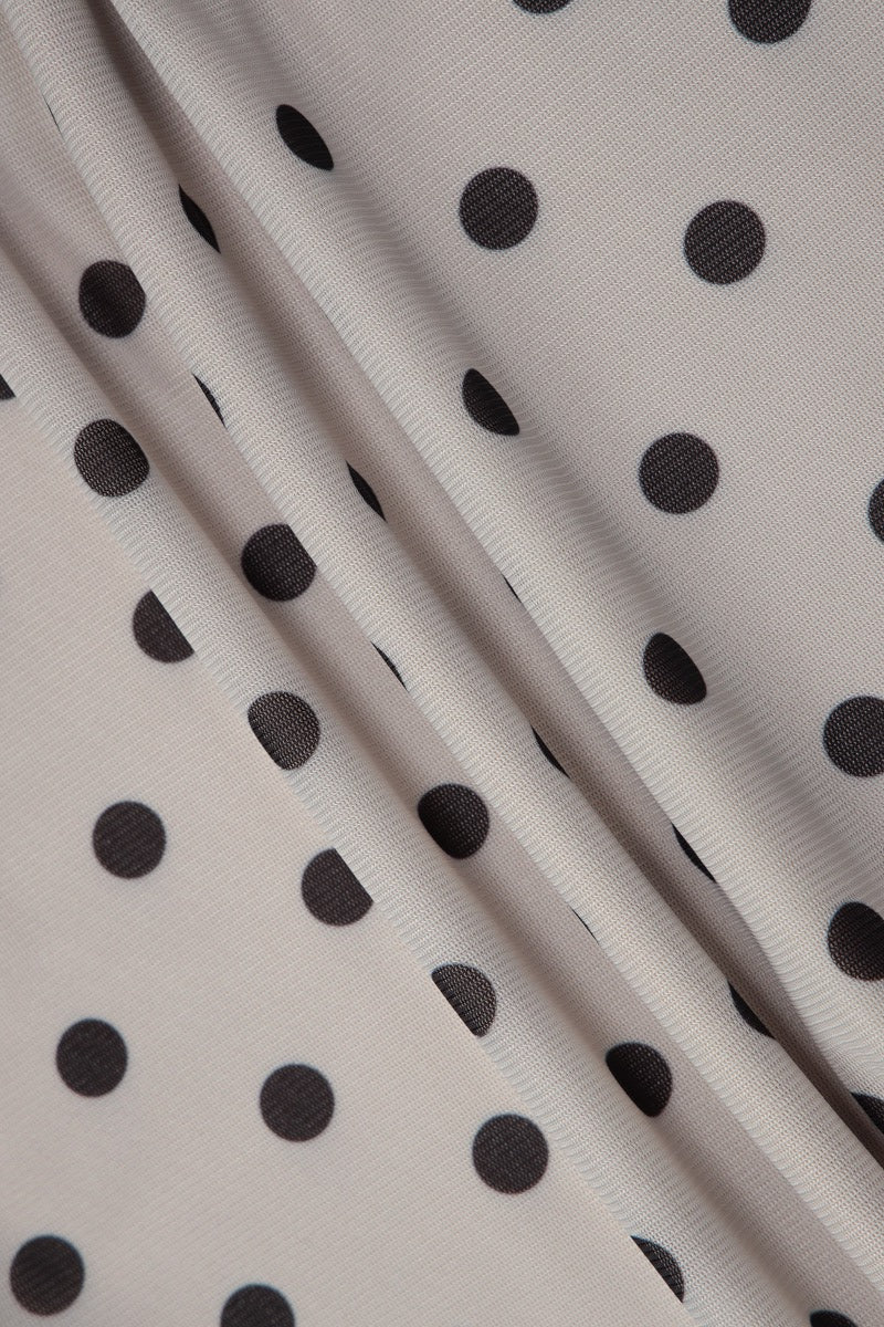 Apricot Round Neck Polka Dot Bodycon Maxi Dress