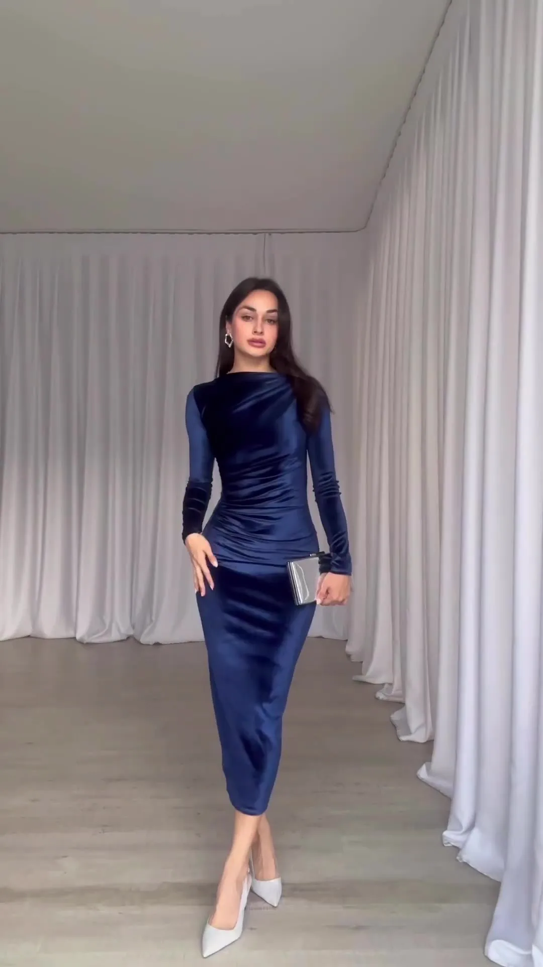 Ootddress Elegant Long Sleeved Velvet Dress For Women Noble Velvet Slim Sexy Slit Irregular Dress Long Dress Party Evening Dress 12 Ootddress Elegant Long Sleeved Velvet Dress For Women Noble Velvet Slim Sexy Slit Irregular Dress Long Dress Party Evening Dress