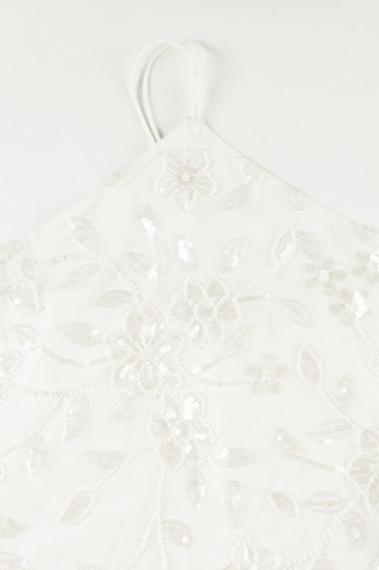Lace Mesh Embroidered Halter Neck Bodycon Mini Dress