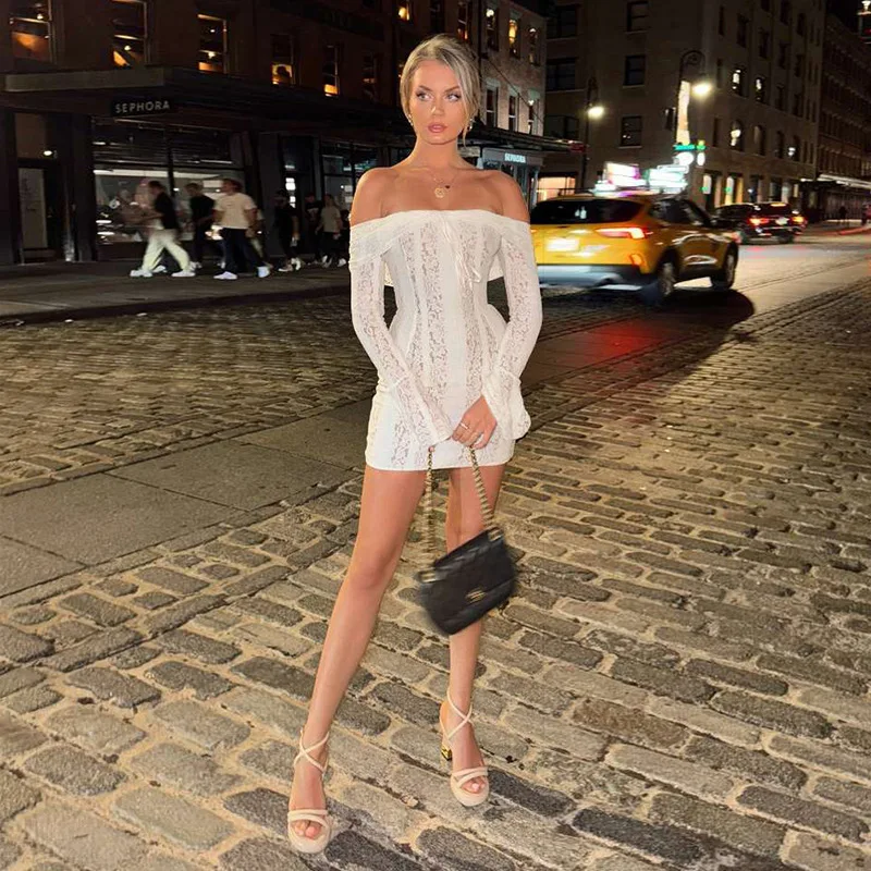 Ootddress Autumn Lace Off-Shoulder Long Dress For Women See-Through Printed Lace-Up High Waist Luxury Female Elegant Party Dress New 23 Ootddress Autumn Lace Off-Shoulder Long Dress For Women See-Through Printed Lace-Up High Waist Luxury Female Elegant Party Dress New