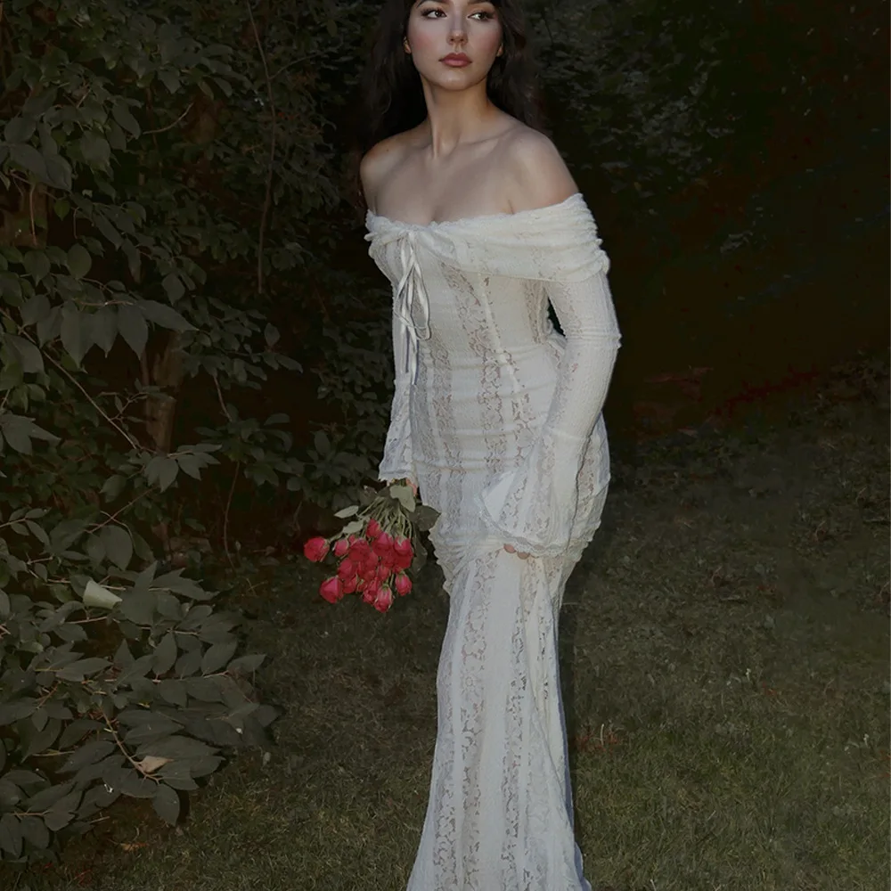Ootddress Autumn/Winter Fashion Sexy Lace Tight Dress Women 2025 New Strapless Lace High Waist Tailored Dress Party Evening Dress