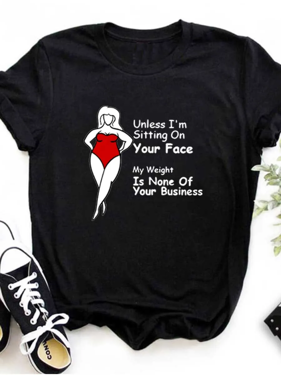 Plus Size Summer Women Lady Oversized T-shirt Black White Fashion Short Sleeve Print Graphic Tops