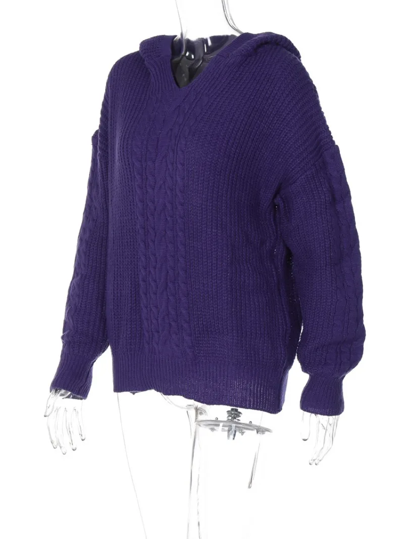 Ootddress Knitted Hoodies Sweater Women Loose Long Sleeve Autumn Pullover Woman Street Casual 2025 Baggy Coat Female Winter Clothes