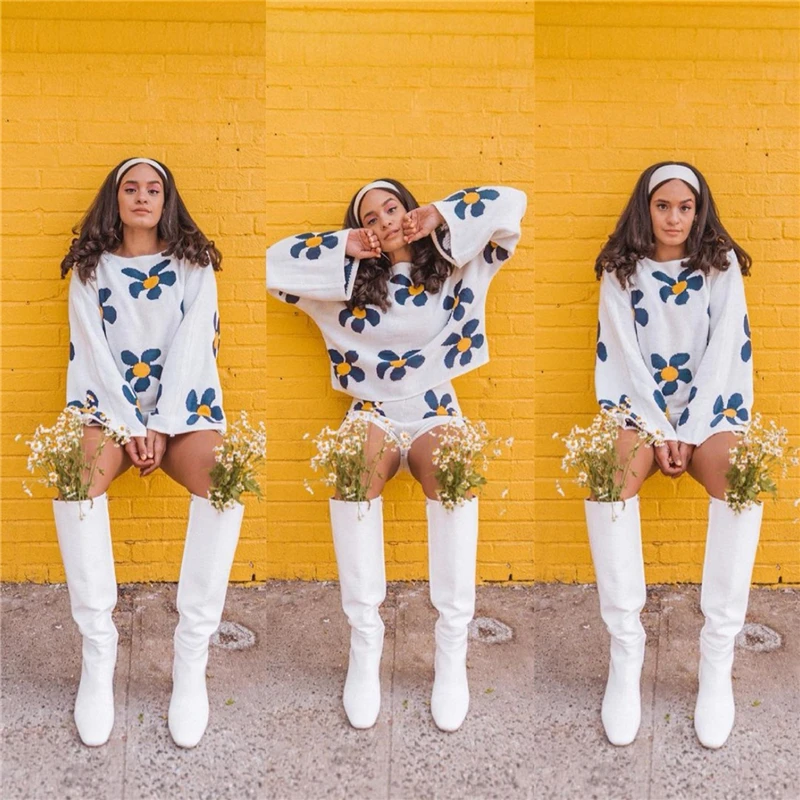 Ootddress Knitted Women's 2 Piece Sets Outfits Casual Pink Floral Sweet Oversized Sweater Suit With Shorts For Women 2025 Tracksuit 19 Ootddress Knitted Women's 2 Piece Sets Outfits Casual Pink Floral Sweet Oversized Sweater Suit With Shorts For Women 2025 Tracksuit