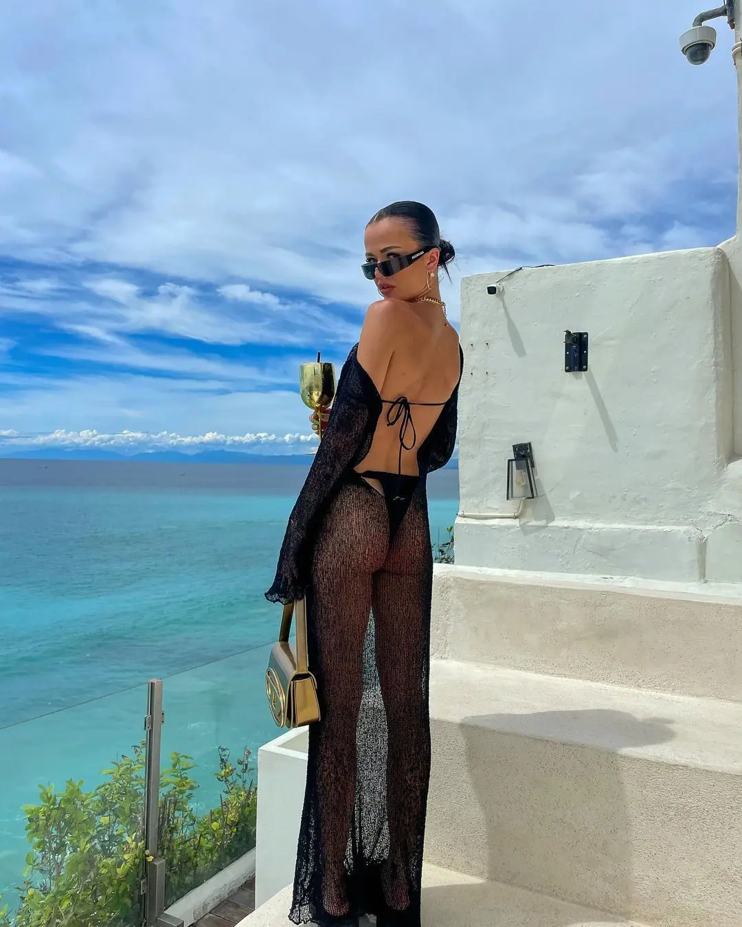 Ootddress Beach Cover Up Outfits For Women Summer Holiday Party Beach Dress Backless See-Through Oversized Crochet Dress Swimwear