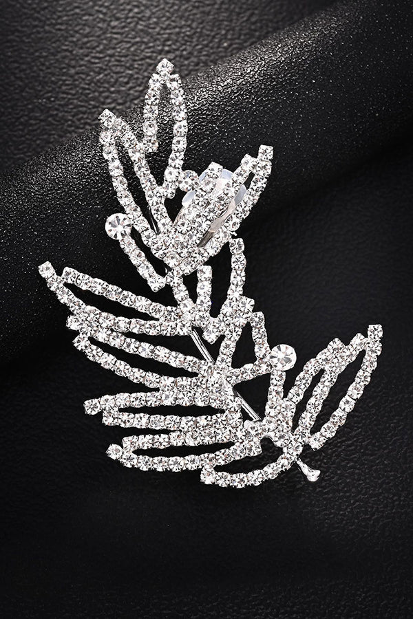 Rhinestone Leaf Ear-Cuff Earrings
