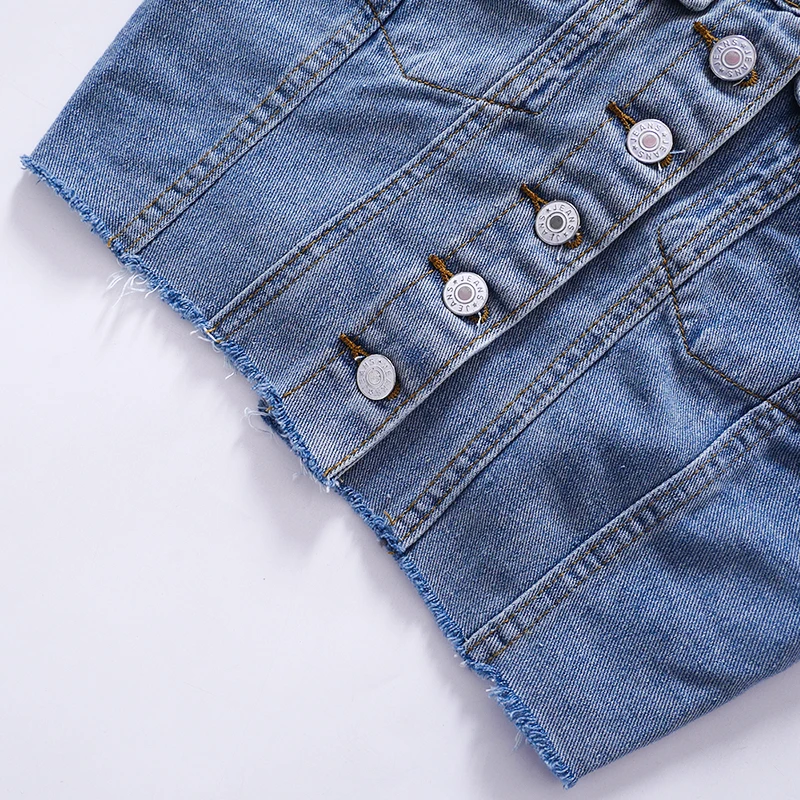 Solid Denim Pocket Design Button Vest Women Casual Bare Midriff Wrapped Chest Sleeveless Crop Tops Streetwear Tanks - Sleeveless Crop Tops Streetwear Tanks - Women Casual Bare Midriff Wrapped Chest - Solid Denim Pocket Design Button Vest