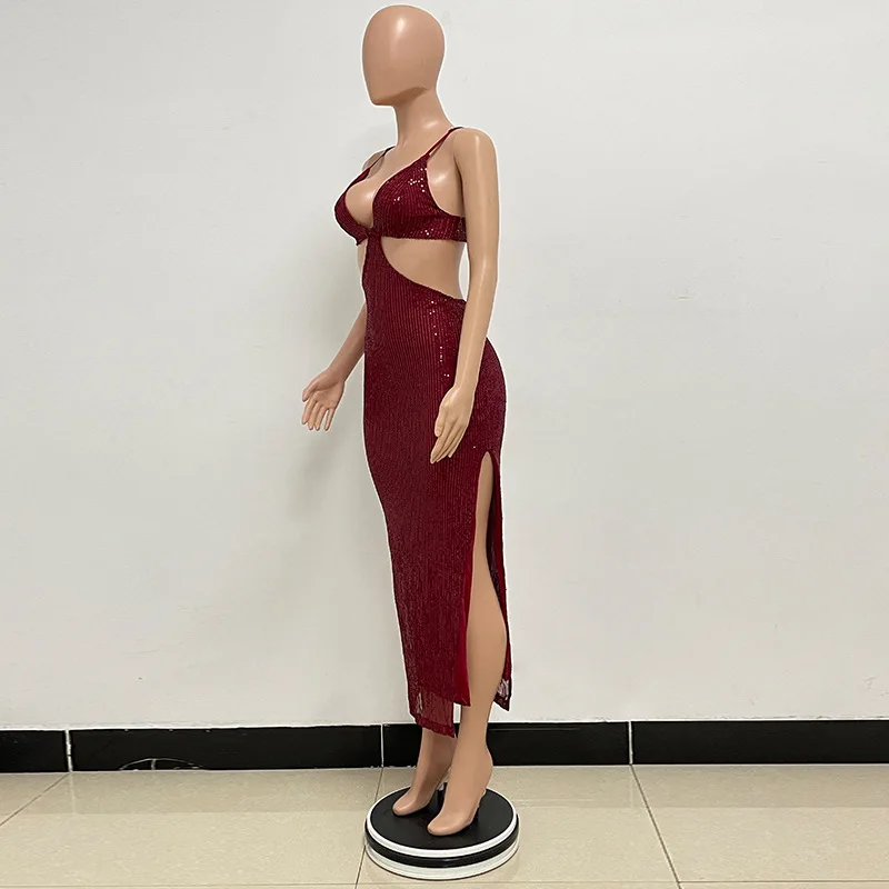 Sexy Hollow High Waist Slit Evening Dress Fashion Sequined Backless Sleeveless Elegant Party Dresses Solid Long Graduation Dress 58 Sexy Hollow High Waist Slit Evening Dress Fashion Sequined Backless Sleeveless Elegant Party Dresses Solid Long Graduation Dress