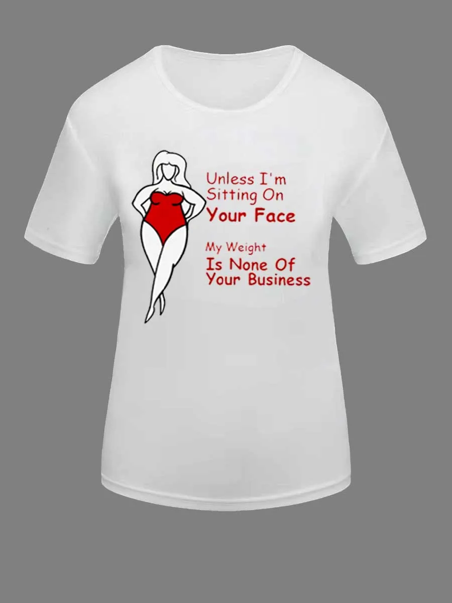 Plus Size Summer Women Lady Oversized T-shirt Black White Fashion Short Sleeve Print Graphic Tops