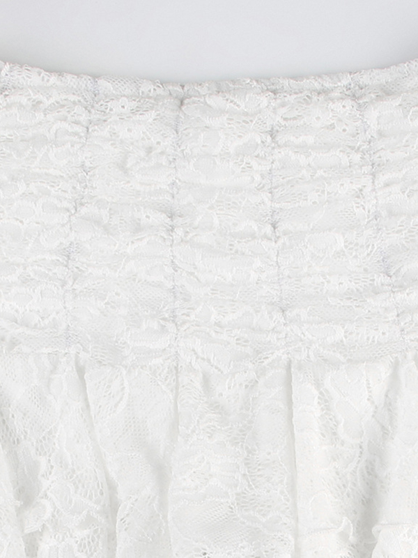 Irregular Hem Design With Wavy Edge Lace Splicing Mini Skirts