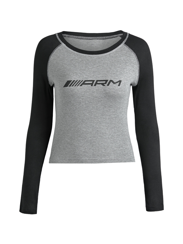 Raglan Contrast Color Slim Long Sleeve Tee