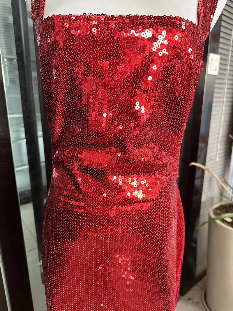 Temperament Sexy Backless Hollow Suspender Party Dress Fashionable Sequin High Waist Slim Formal Occasion Women's Evening Dress