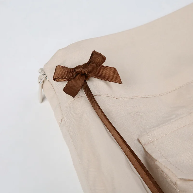 Ootddress Splice Folds Mini Skirt For Women Pocket High Waist Bnadage Skirts Womens 2025 Party Casual Lace Up Slim Skirts Ladies