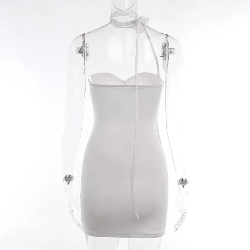 Ootddress Lace Up Flower Sexy Dress For Women Njght Hollow Out Summer Mini Dresses Woman Slim Party Backless Dress Women's Clothing