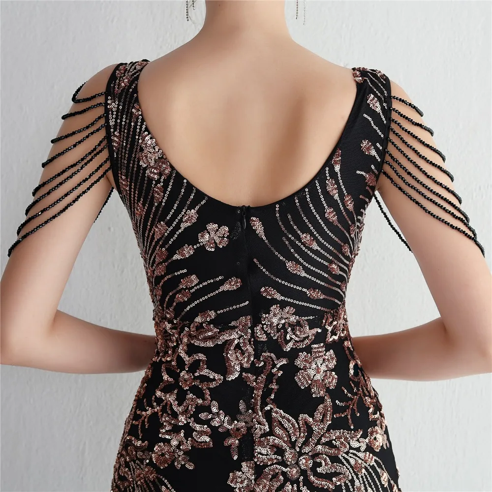 Sexy V-neck Sleeveless Dress with Stones and Crystals Fashion Sequins Tassel Elegant Women Party Dresses High Waisted Long Dress 60 103A1012.jpg
