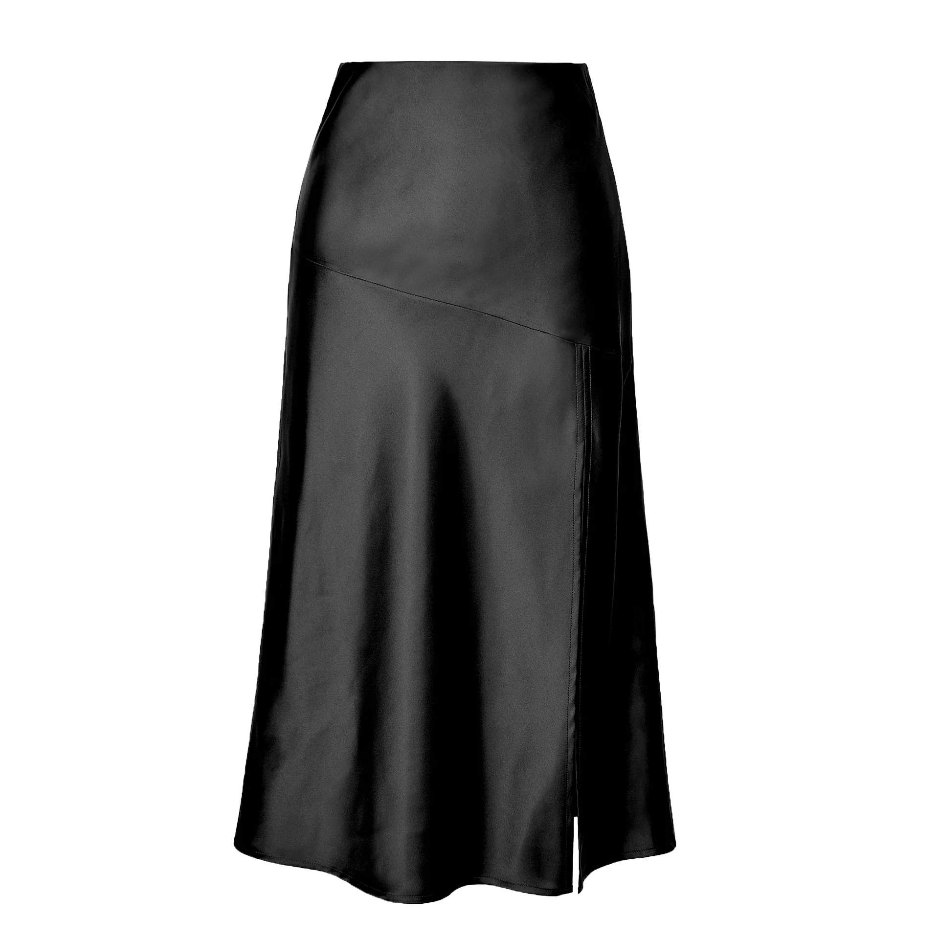 Ootddress Satin High Waist Slim Long Skirt Patchwork For Women Split Elegant Fashion High Street Solid Maxi Skirt Summer Maxi Skirt