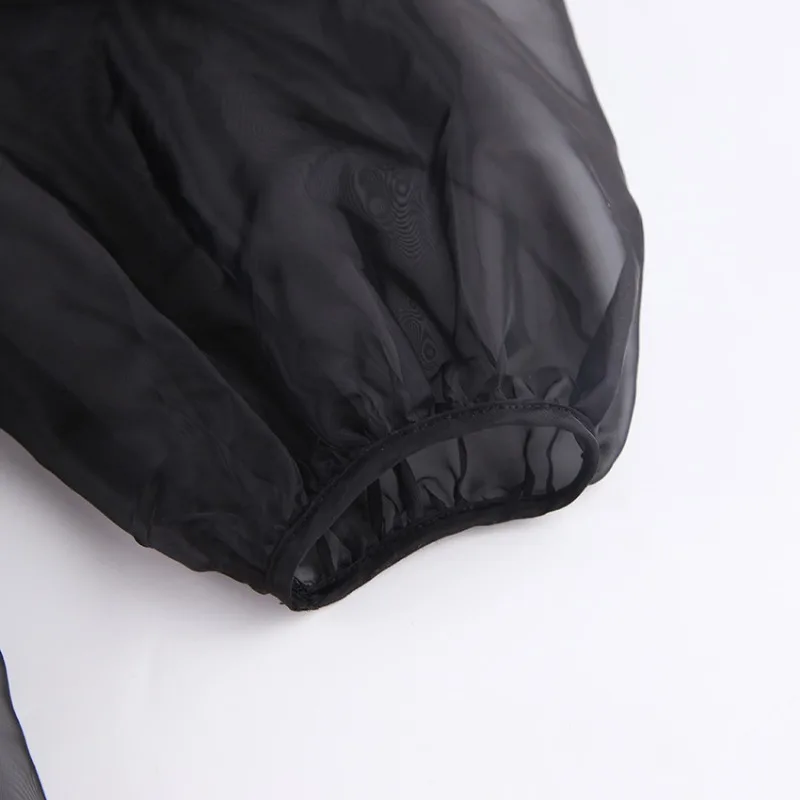 Ootddress Sheer Mesh Cover Up Beach Women Loose Long Sleeve V Neck Lace Shirts Ladies 2025 Summer Sexy See Through Bandage Cover-up