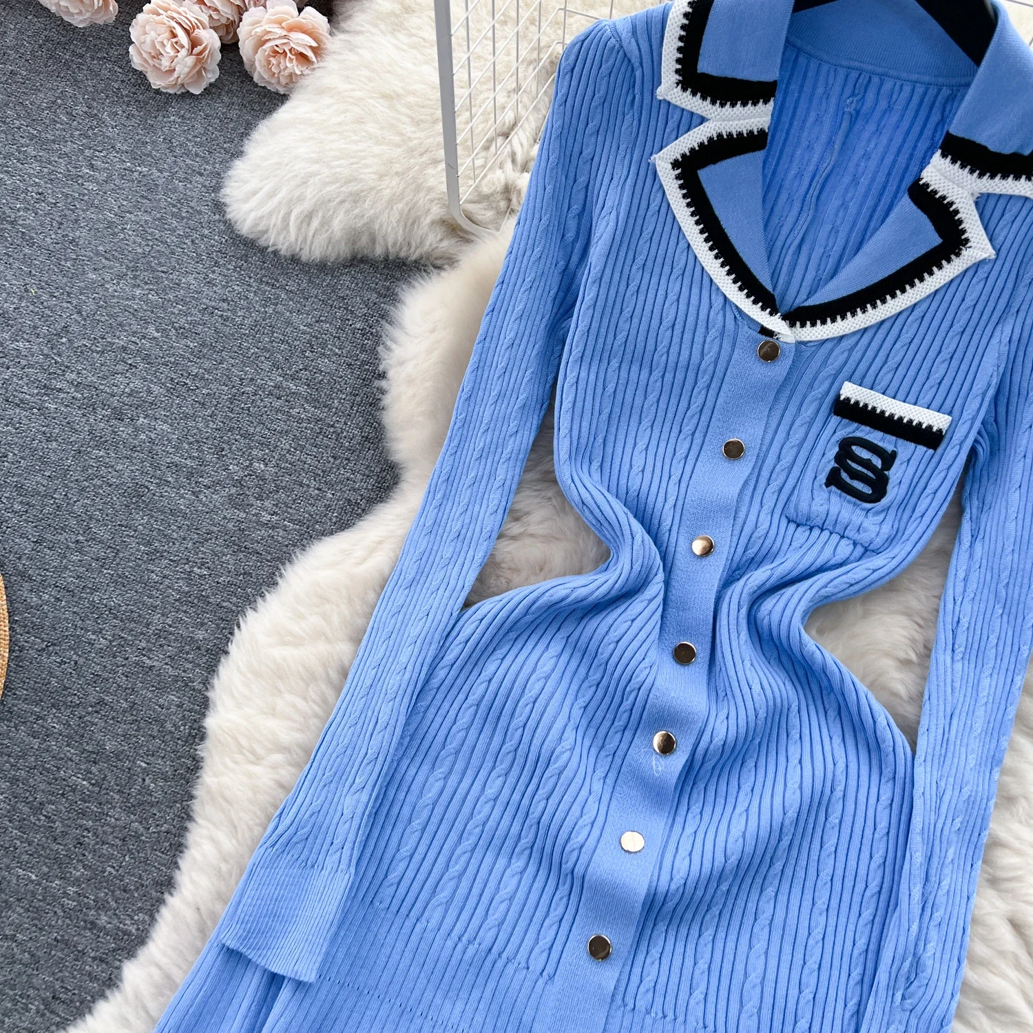 Women Elegant Knitted Dress Spring Autumn Long Sleeve Sexy V-neck Bodyon Dresses Ladies Slim A-line Single Breasted Sweater Robe 26 Women Elegant Knitted Dress Spring Autumn Long Sleeve Sexy V-neck Bodyon Dresses Ladies Slim A-line Single Breasted Sweater Robe