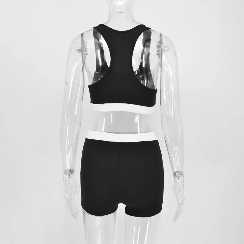 Ootddress Casual Sport Short Sets Women 2 Piece Outfits Summer Basic Contrast Color Tank Top Woman Yago Slim Short Suits Femme 2025