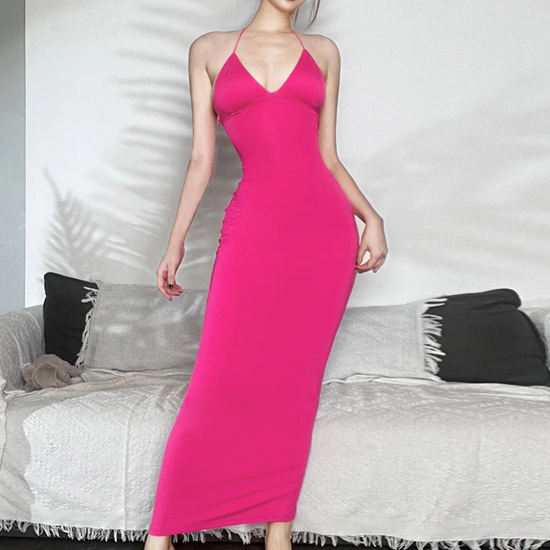 Ootddress Backless Maxi Dress For Women Slim Sexy Butterfly Bodycon Slim Sheath Dress Women's Club Deep V Neck Dresses Woman 2025