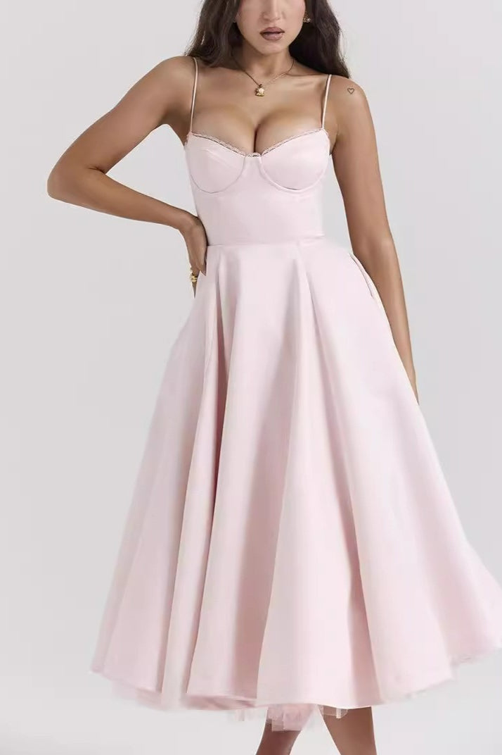 Maxi V-Neck Puff Dress