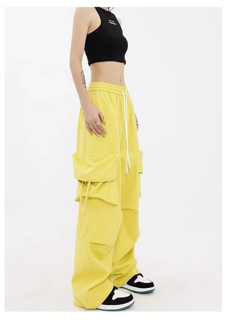 Women Y2K Cargo Pants High Waist Streetwear Hip Hop Trousers Female Big Pockets Casual Student Drawstring Baggy Sweatpants 9 Women Y2K Cargo Pants High Waist Streetwear Hip Hop Trousers Female Big Pockets Casual Student Drawstring Baggy Sweatpants