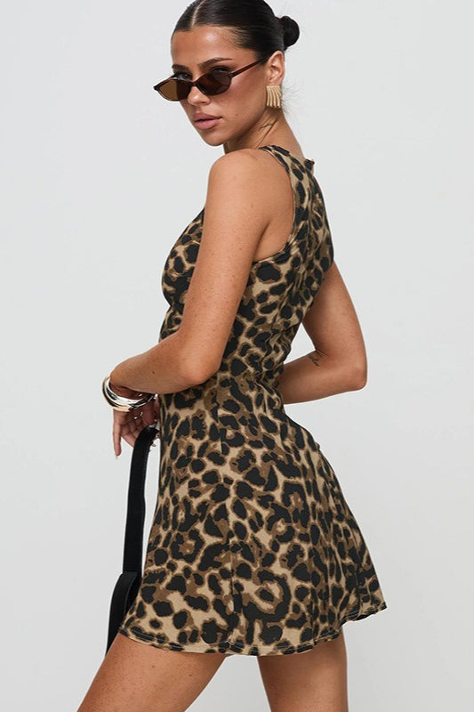 Print Crew Neck Tank Bodycon Mini Dress