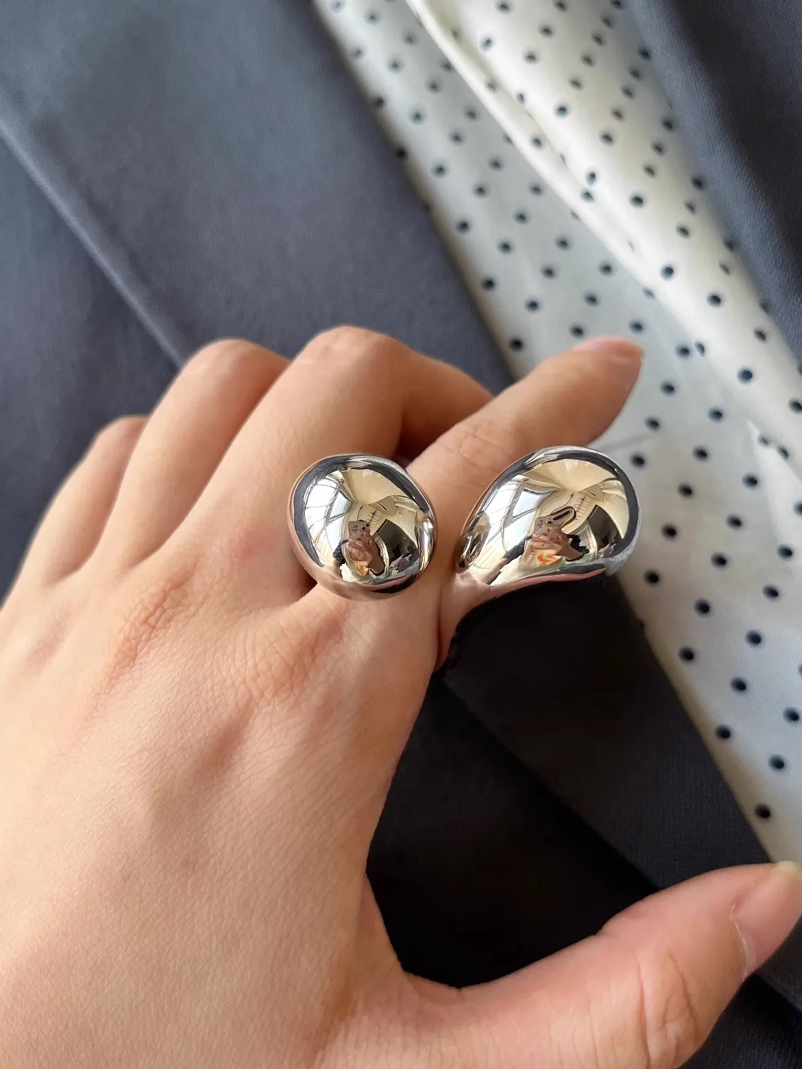 Stylish Double Water Drop Brass Open Rings for Women-Vestes Novas