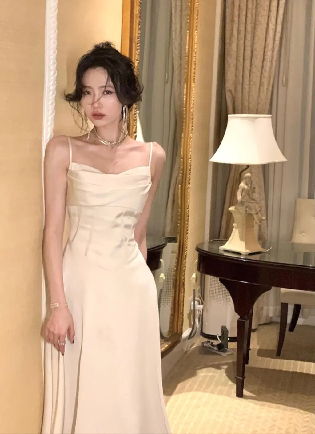 New Summer Satin Midi Dress Women Slim Spaghetti Strap Elegant Party Dresses Wedding Evening Birthday Backless Prom Robe Clothes 6 New Summer Satin Midi Dress Women Slim Spaghetti Strap Elegant Party Dresses Wedding Evening Birthday Backless Prom Robe Clothes