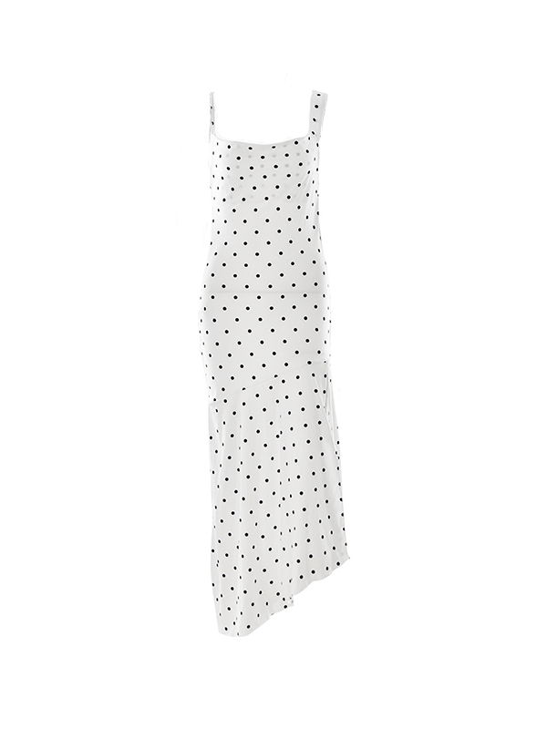 Polka Dot Backless High Slit Maxi Dress