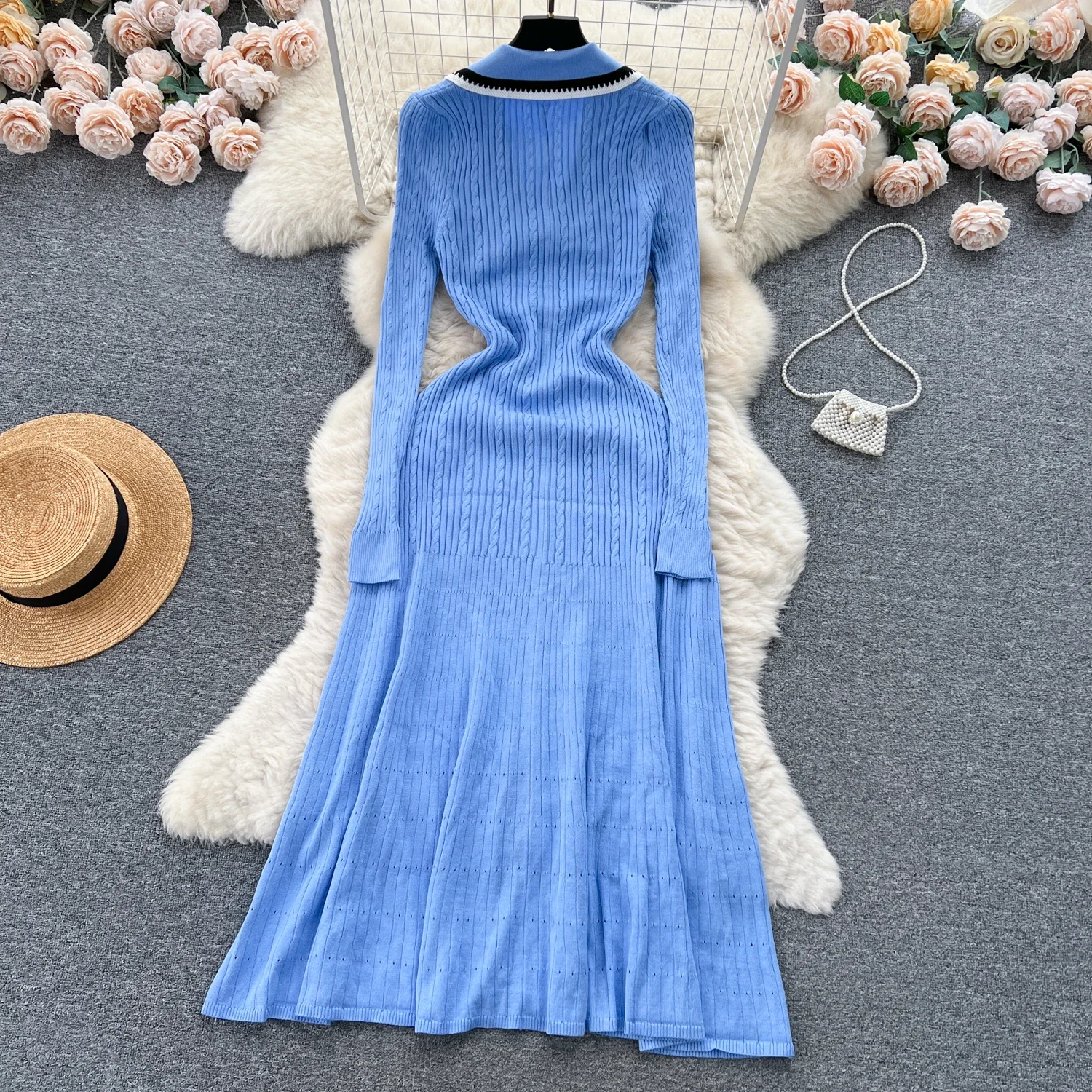 Women Elegant Knitted Dress Spring Autumn Long Sleeve Sexy V-neck Bodyon Dresses Ladies Slim A-line Single Breasted Sweater Robe 10 Women Elegant Knitted Dress Spring Autumn Long Sleeve Sexy V-neck Bodyon Dresses Ladies Slim A-line Single Breasted Sweater Robe