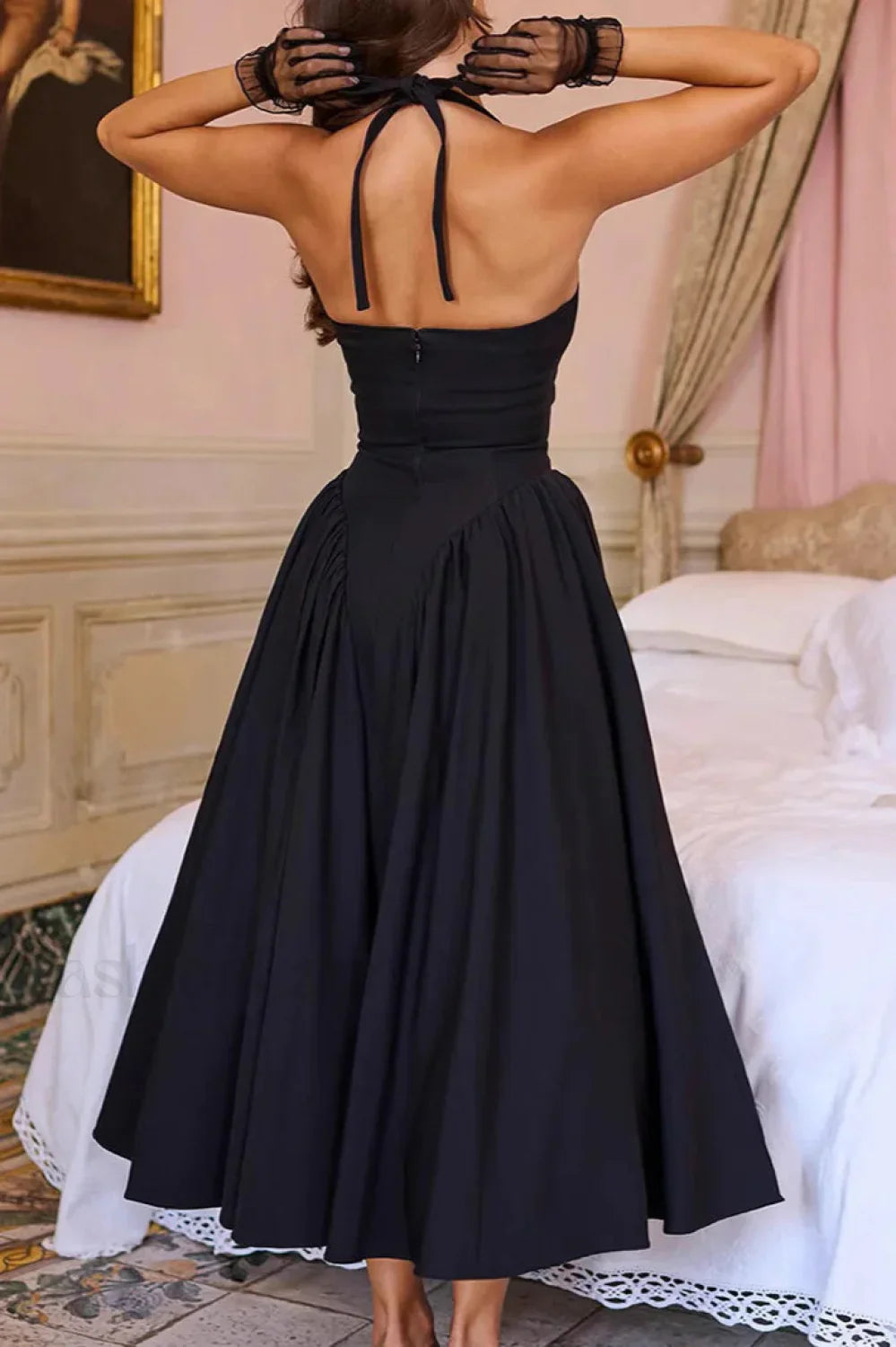 Deep V-Neck Backless Slim Fit Maxi Dress