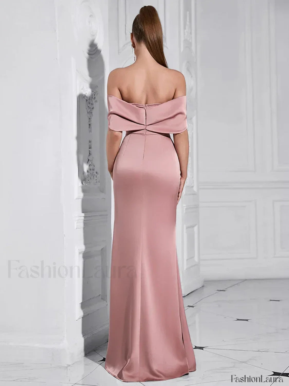 Pink Diamond Pleated Split Maxi Dress
