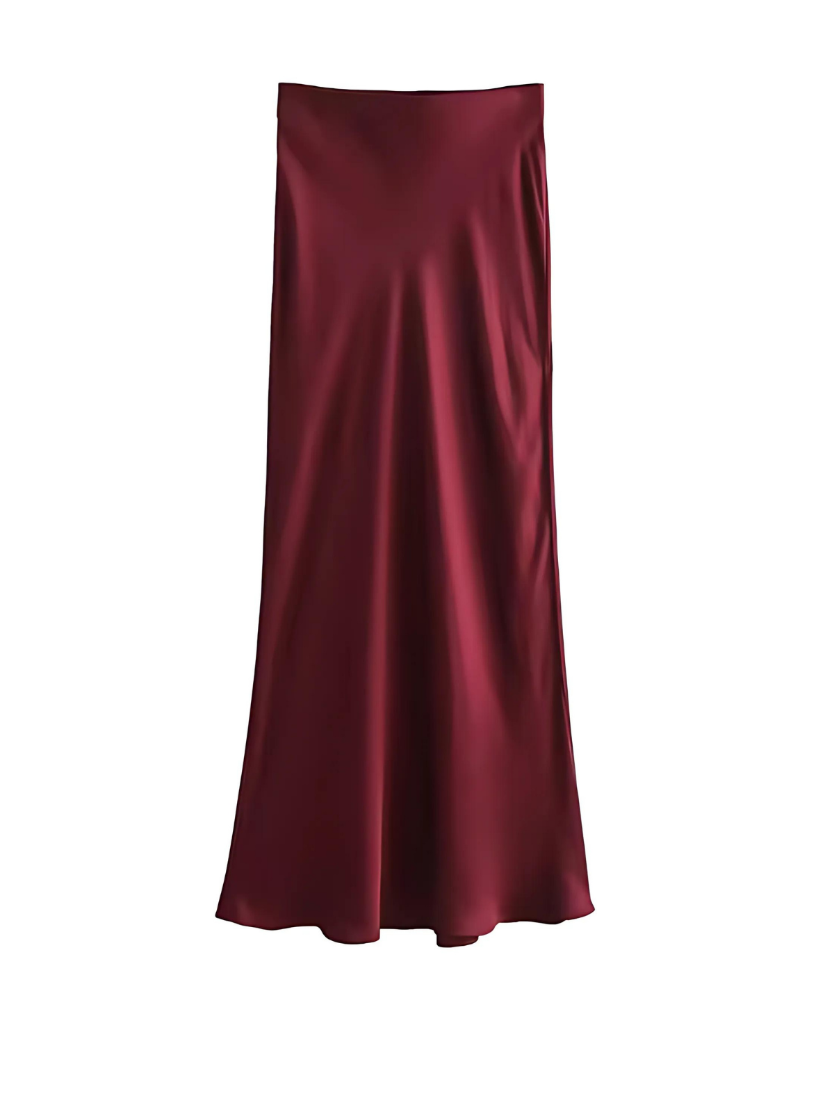 Crimson/Burgundy Satin Maxi Skirt