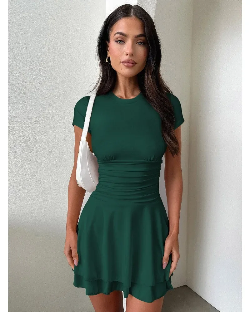 Ootddress Fashion Folds Ruffled Mini Dress For Women Summer New Solid Color Short Sleeves Female Clubs Party Sexy Slim Fit Dress 31 Ootddress Fashion Folds Ruffled Mini Dress For Women Summer New Solid Color Short Sleeves Female Clubs Party Sexy Slim Fit Dress